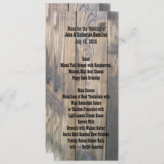 Rustieke houten hek Skinny Trouwtafel Menu (Voorkant / Achterkant)