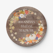 Rustieke houten herfst bladeren douche 7" Bord (Voorkant)