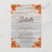 Rustieke Houten Herfst Bladeren & Lichten Bruiloft Informatiekaartje (Voorkant)