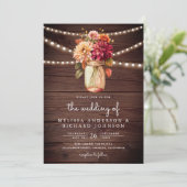 Rustieke Houten Herfst Dahlia Metselwerk Pot QR Co Kaart (Staand voorkant)