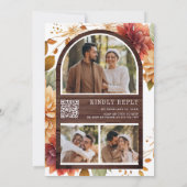 Rustieke Houten Herfst Dahlia Metselwerk Pot QR Co Kaart (Achterkant)