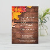 Rustieke Houten Herfst Esdoorn Thanksgiving Eettaf Kaart (Staand voorkant)