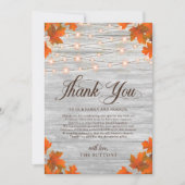 Rustieke Houten Herfst In Liefde String Lights Bru Bedankkaart (Voorkant)