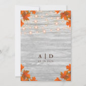 Rustieke Houten Herfst In Liefde String Lights Bru Kaart (Achterkant)