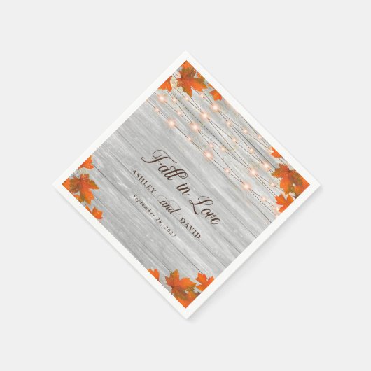 Rustieke Houten Herfst In Liefde String Lights Bru Servet (Hoek)