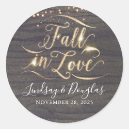 Rustieke houten Herfst in Love Autumn Wedding Ronde Sticker