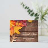 Rustieke Houten Herfst Maple Thanksgiving Dank u Briefkaart (Staand voorkant)