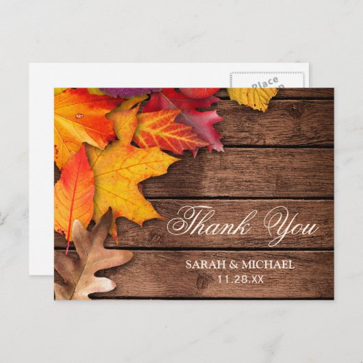 Rustieke Houten Herfst Maple Thanksgiving Dank u Briefkaart (Voorkant / Achterkant)