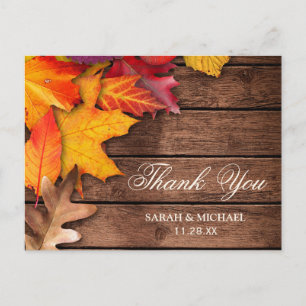 Rustieke Houten Herfst Maple Thanksgiving Dank u Briefkaart
