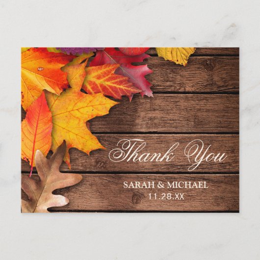 Rustieke Houten Herfst Maple Thanksgiving Dank u Briefkaart (Voorkant)