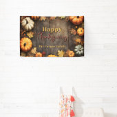 Rustieke Houten Herfst Pompoen Thanksgiving Welkom Spandoek (Insitu)