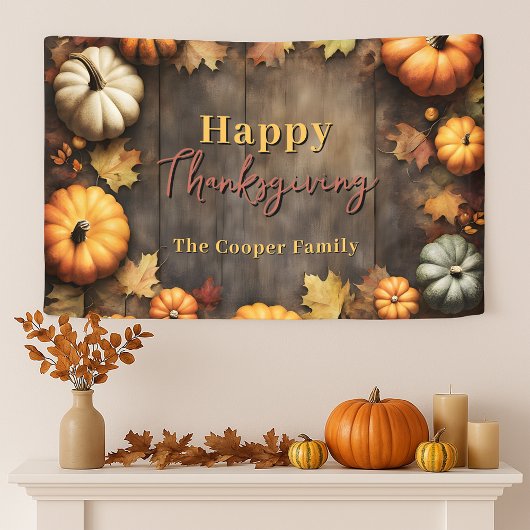 Rustieke Houten Herfst Pompoen Thanksgiving Welkom Spandoek