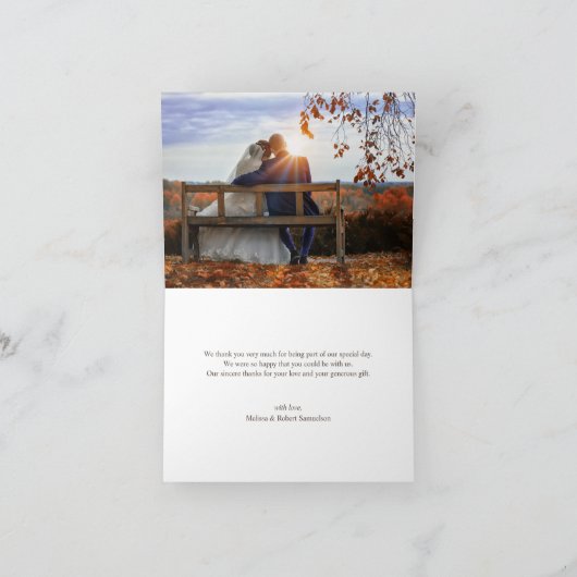 Rustieke houten Herfst Sinaasappel bruiloft dank u Bedankkaart (Binnen)