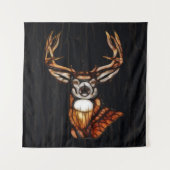 Rustieke Houten Herten Hoofd Antlers Achtergrond Wandkleed (Voorkant)