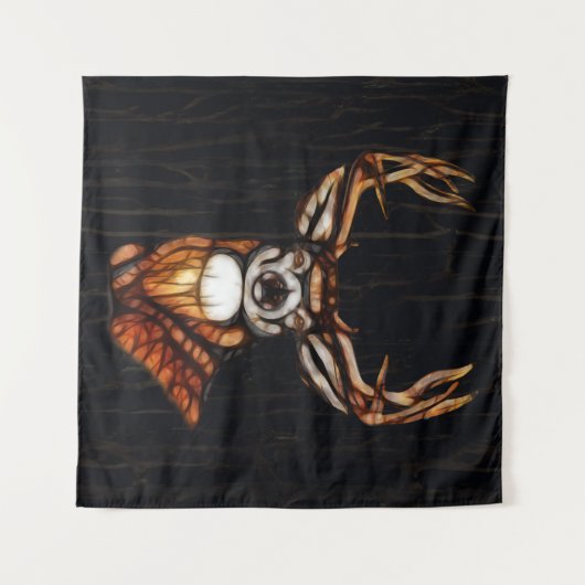 Rustieke Houten Herten Kop Takken Achtergrond Wandkleed (Voorkant (horizontaal))