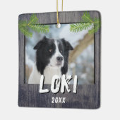 Rustieke Houten Hond Pet Foto Kerstmis Keepsake Keramisch Ornament (Links)