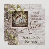 Rustieke Houten Huwelijk met Jute Kaart (Voorkant / Achterkant)