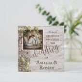 Rustieke Houten Huwelijk met Jute Kaart (Staand voorkant)