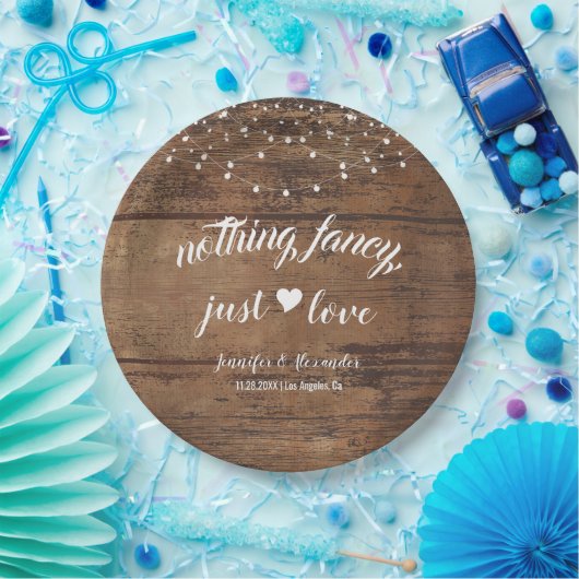 Rustieke Houten Huwelijksreceptie Papieren Bordje (Feest)