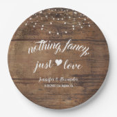 Rustieke Houten Huwelijksreceptie Papieren Bordje (Voorkant)