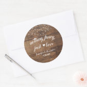 Rustieke Houten Huwelijksreceptie Ronde Sticker (Envelop)