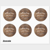 Rustieke Houten Huwelijksreceptie Ronde Sticker (Vel)