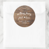 Rustieke Houten Huwelijksreceptie Ronde Sticker (Tas)