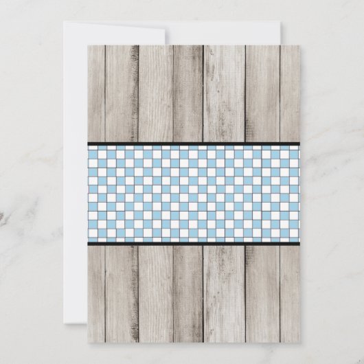 Rustieke Houten Jongen Koppels Baby Q Strooischouc Kaart (Achterkant)