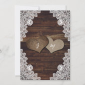 Rustieke houten jute en kant bruiloft uitnodiginge kaart (Achterkant)