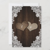 Rustieke houten jute en kant String Lights Bruilof Kaart (Achterkant)