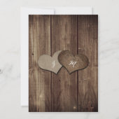 Rustieke houten jute harten bruiloft kaart (Achterkant)