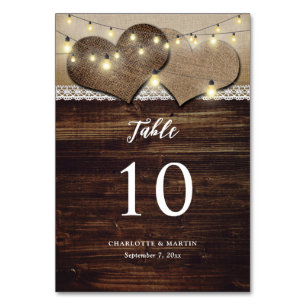Rustieke houten jute harten string verlichting bru kaart