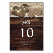 Rustieke houten jute harten string verlichting bru kaart (Achterkant)