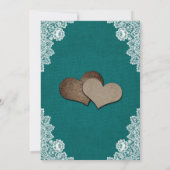 Rustieke houten jute kant Blauwgroen bruiloft uitn Kaart (Achterkant)
