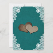 Rustieke houten jute kant Blauwgroen bruiloft uitn Kaart (Achterkant)