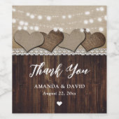 Rustieke houten jute kant bruiloft wijn fles label wijn etiket (Enkel label)