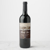 Rustieke houten jute kant bruiloft wijn fles label wijn etiket (Voorkant)
