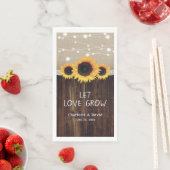 Rustieke Houten Jute Kant Zonbloem Bruiloft Servet (Insitu)