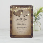 Rustieke houten jute snoerlampen landelijke trouwd save the date (Staand voorkant)