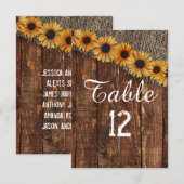 Rustieke Houten Jute Zonbloem Tafelnummer Plaatsin (Voorkant / Achterkant)