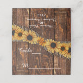 Rustieke houten jute zonnebloem bruiloft tafel num plaatskaartje (Buitenkant ongevouwen)
