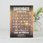 Rustieke Houten Kalender Save the Date Kaart (Staand voorkant)