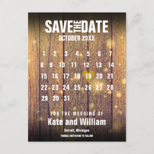 Rustieke Houten Kalender Sla de Datum Op Briefkaart