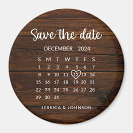 Rustieke Houten Kalender Trouwen Save the Date Mag Magneet