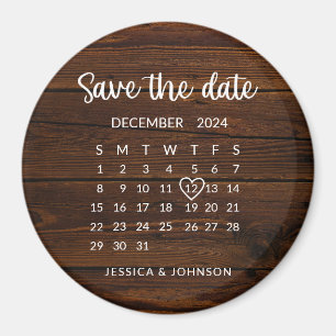 Rustieke Houten Kalender Trouwen Save the Date Mag Magneet