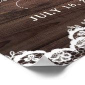 Rustieke Houten Kant Bloem Bruids Welkom Bord Poster (Hoek)