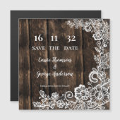 Rustieke Houten Kant Bloemen Huwelijksaankondiging (Voorkant / Achterkant)