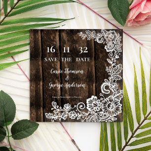 Rustieke Houten Kant Bloemen Huwelijksaankondiging