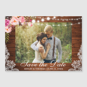Rustieke Houten Kant Bloemen Magnetisch Save the D