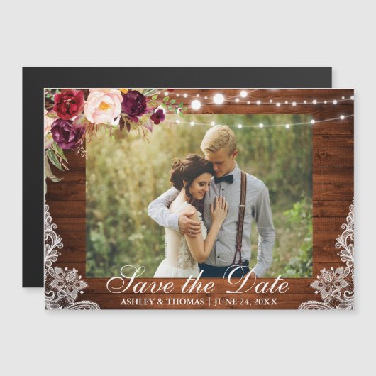 Rustieke Houten Kant Bloemen Magnetisch Save the D (Voorkant / Achterkant)